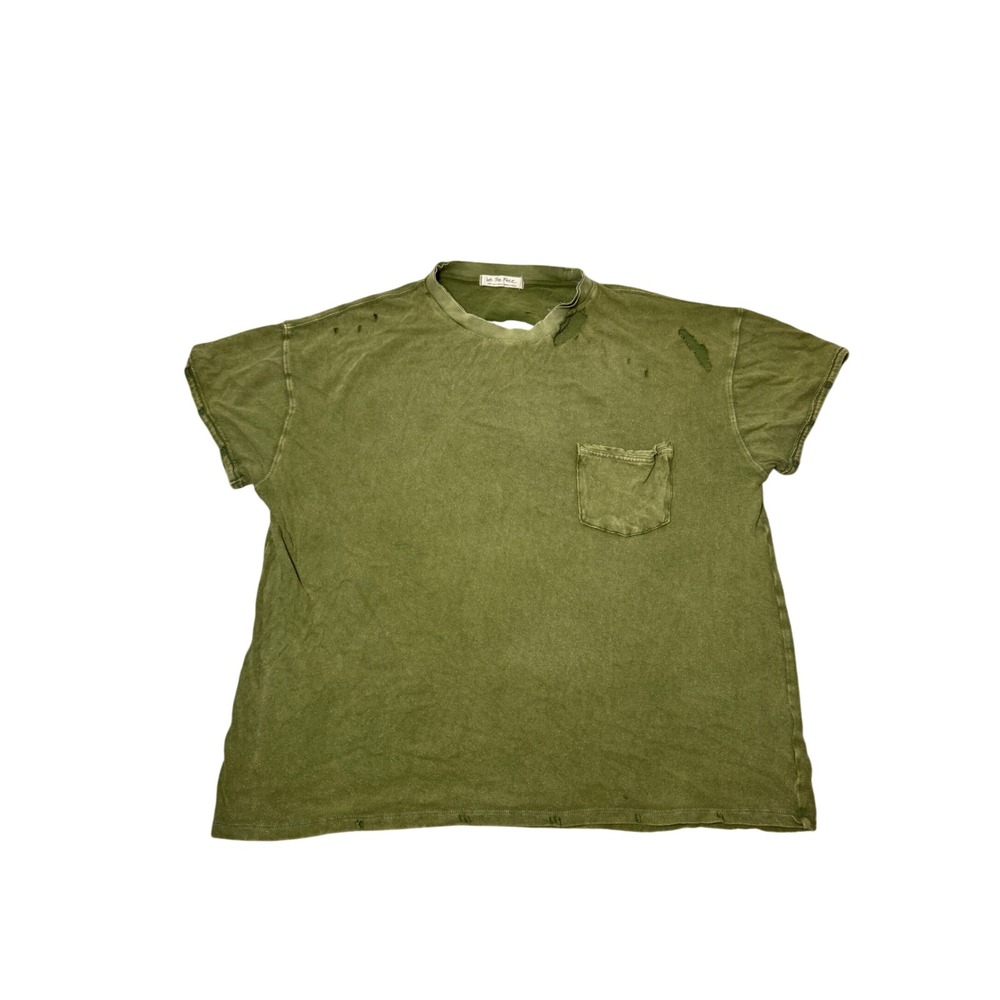 Free People We The Free Distressed Vintage Look Tee Green Size Large